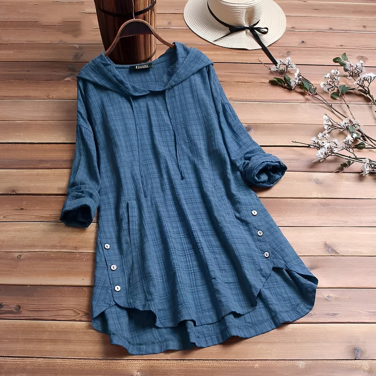 Camisa de lino y algodón con diseño relajado – EINARA
