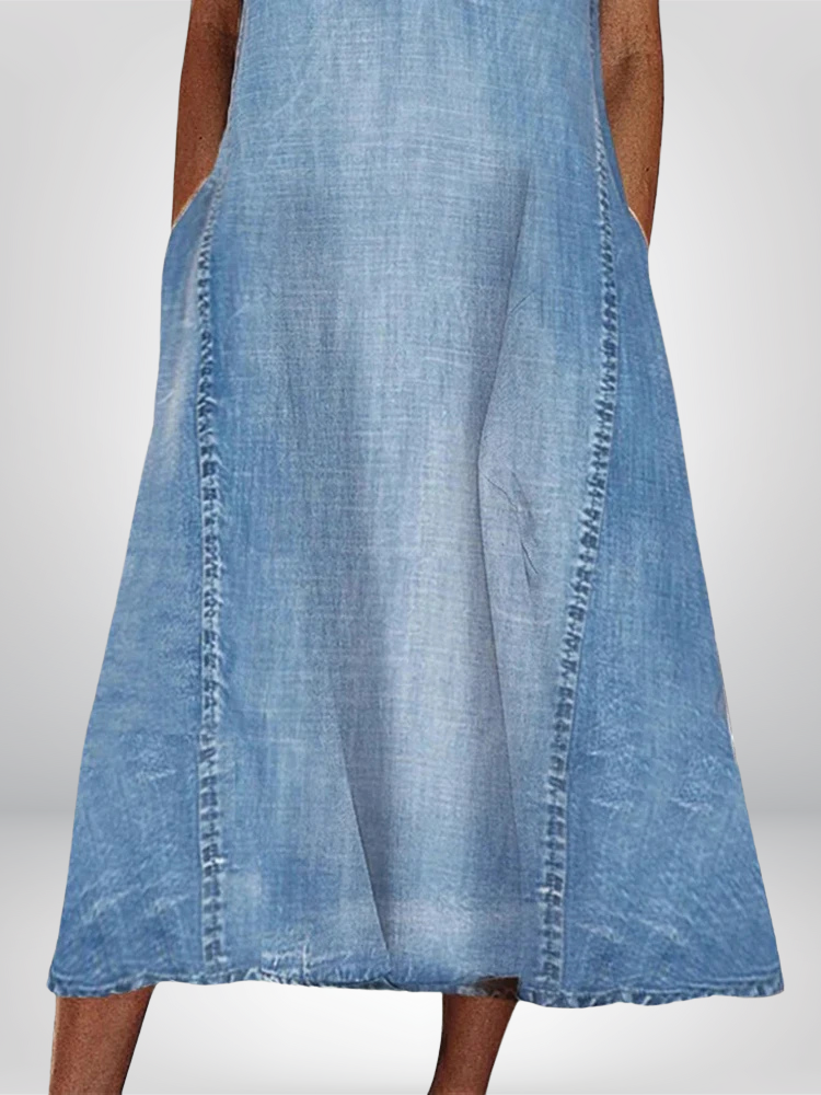 Naisha – Vestido sin mangas de línea A con escote en V para mujer