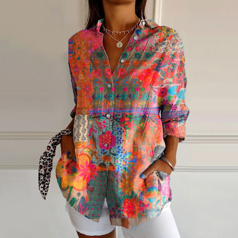 Blusa vintage de flores con botones y manga larga – JOLIÈNE