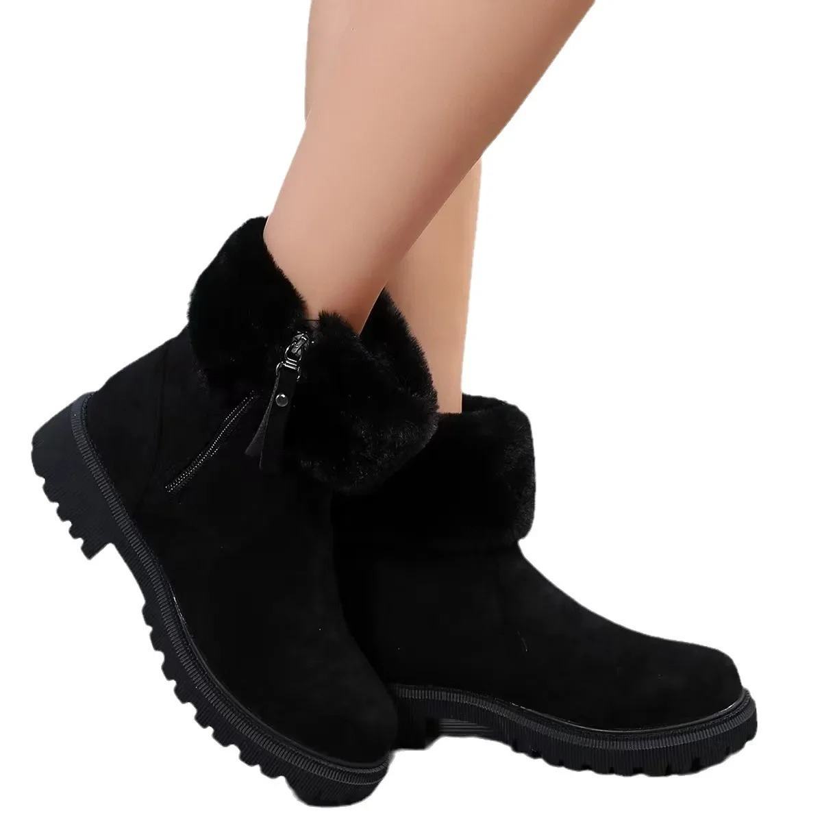 LINA - Botas de invierno forradas a prueba de viento con puntera redonda
