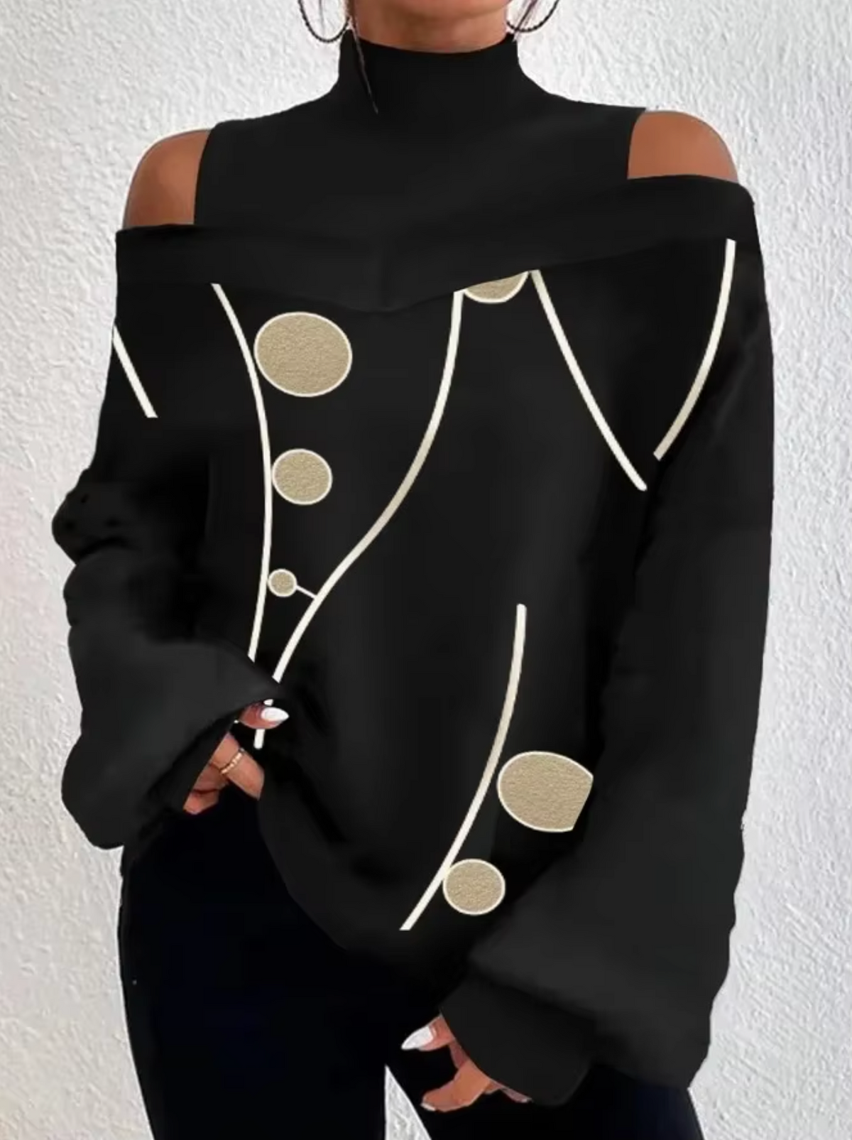 SIENA - Blusa off-shoulder con cuello alto para mujer