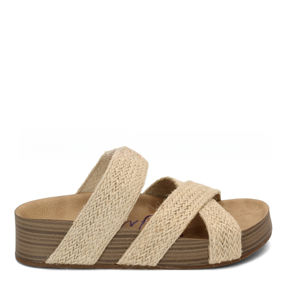 Luz - Sandalias de Cuña Alta de Cuerdas Cruzadas de Cáñamo Tejida en Color Sólido Verano para Mujer