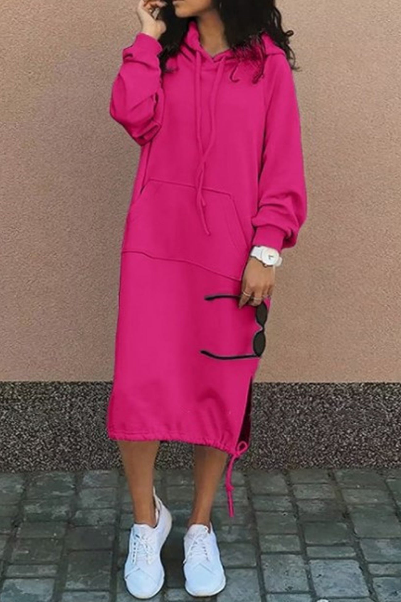 Vestido sudadera largo con capucha para mujer – ANGELIKA