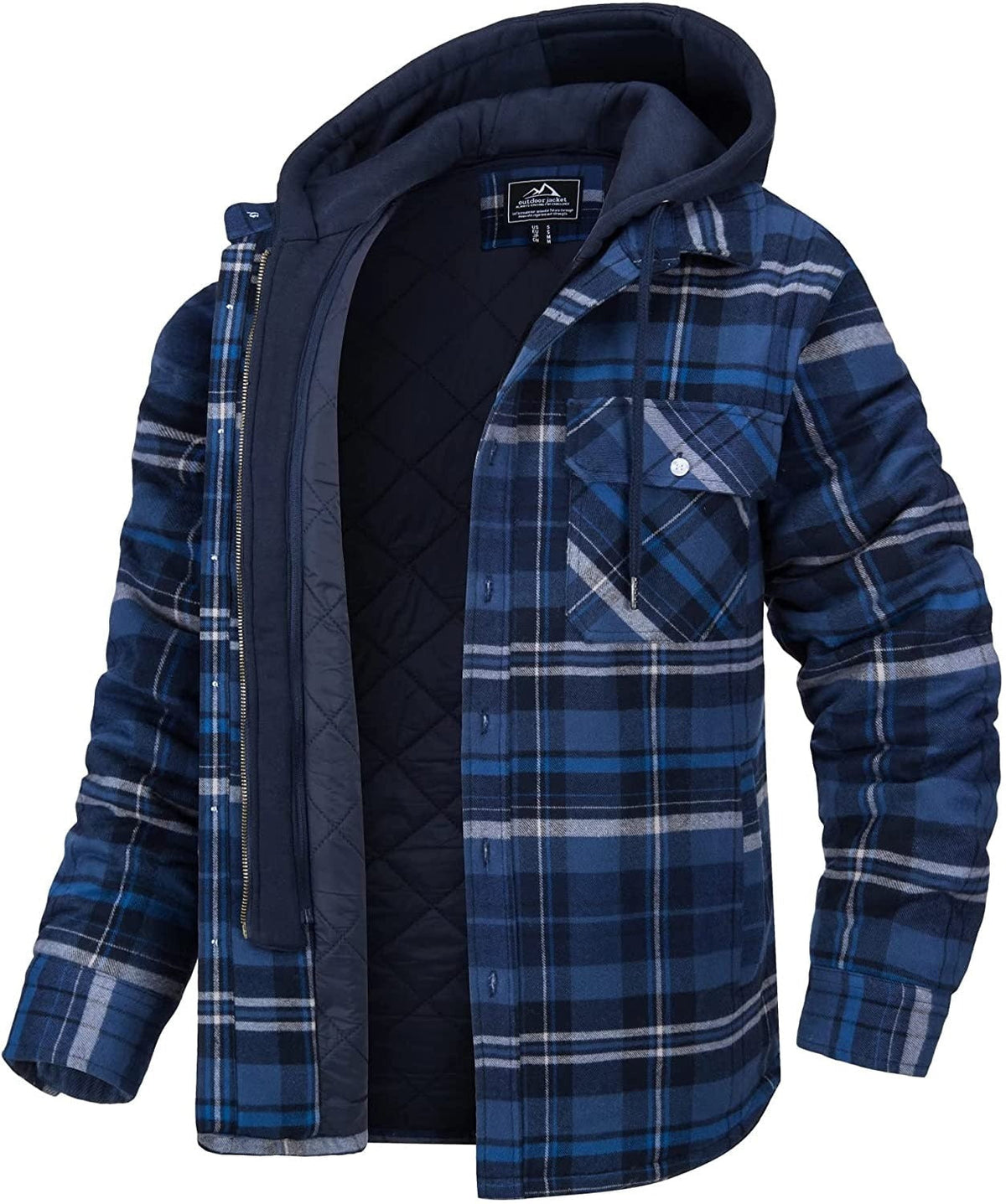 ERIK - Chaqueta a cuadros con capucha y cremallera para hombre