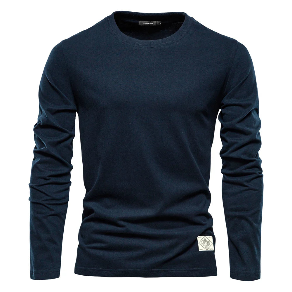 Camiseta básica de manga larga con cuello redondo para hombre – LUCAS