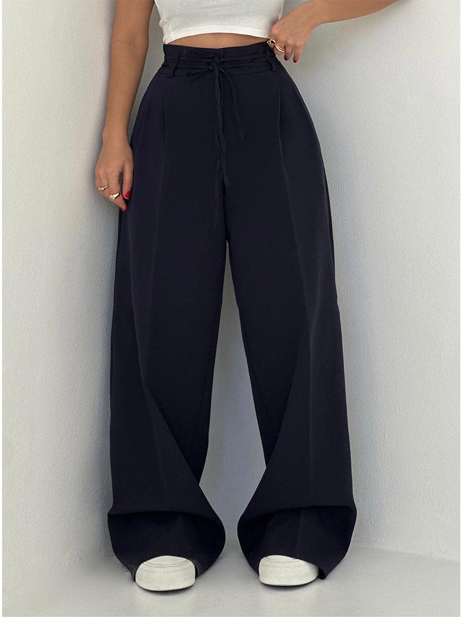 Pantalón de pierna ancha con cintura elástica y caída fluida – ANARA