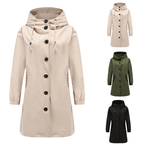 ISABELLA - Gabardina larga con capucha y cuello alto para mujer