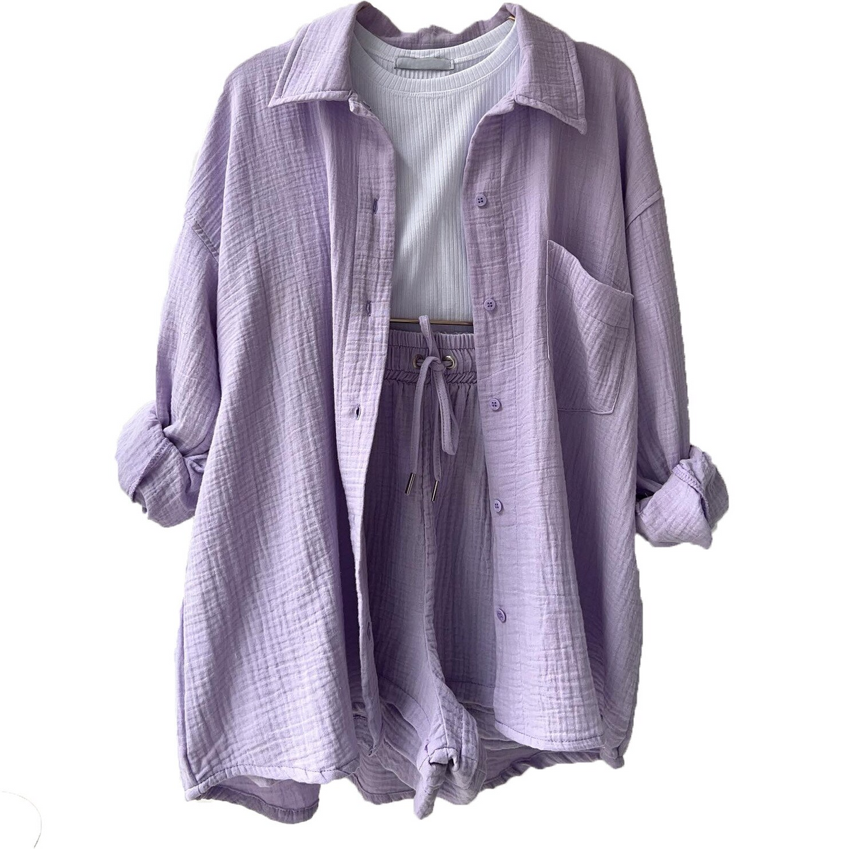 Conjunto de verano en algodón: camisa y shorts – CAROLINE