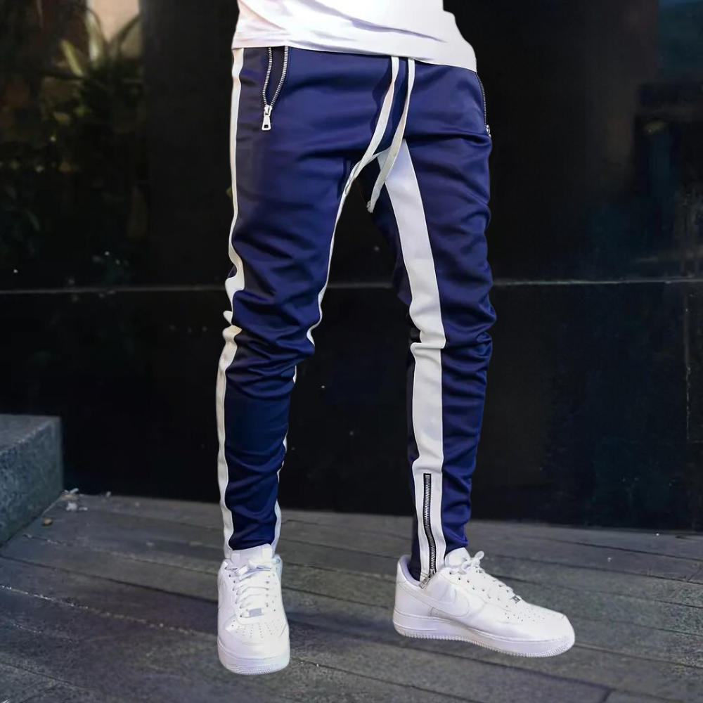 LEO - Pantalón jogger deportivo para hombre con franja de contraste
