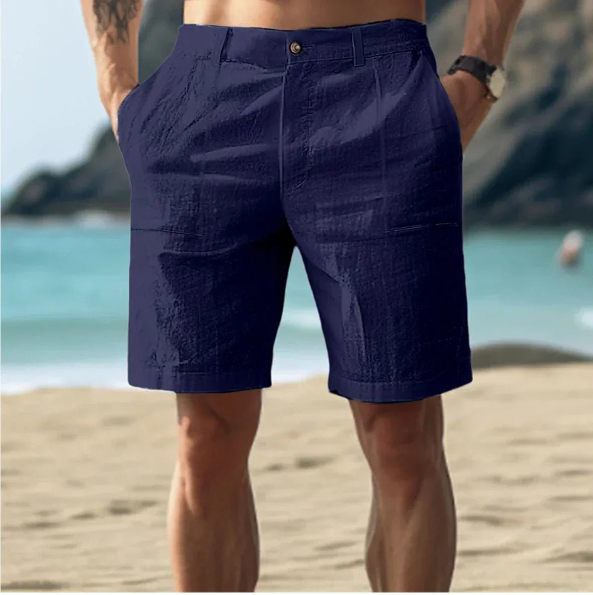 LUCAS – Pantalones cortos chinos de lino casual para hombre