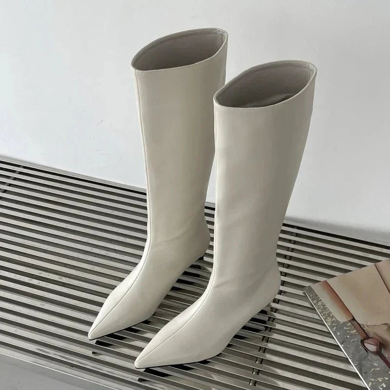 Botas altas sintéticas elegantes para mujer con punta – ADA
