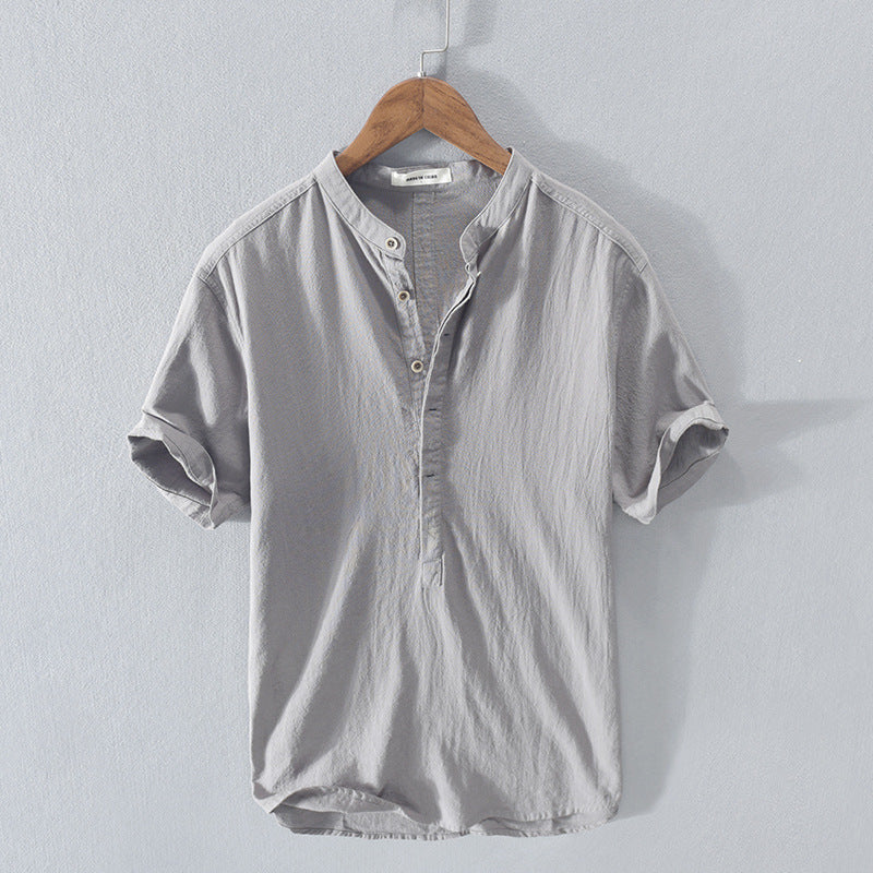 Camisa de lino ligera y transpirable de manga corta para hombre – DARIO