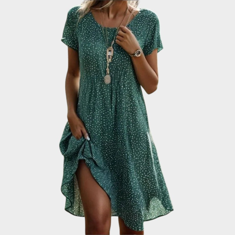 Vestido suelto fluido con escote en pico y manga ligera – MAELIA SOFT