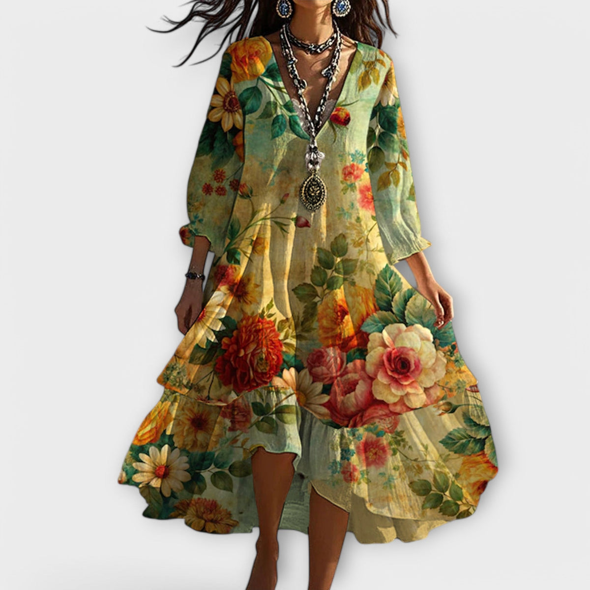 Vestido largo floral de estilo bohemio para mujer – ZARIELA BLOOM