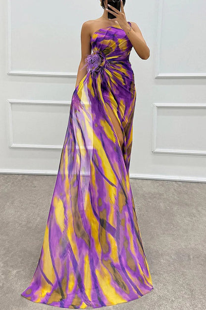 Vestido largo asimétrico con abertura alta – Veralis