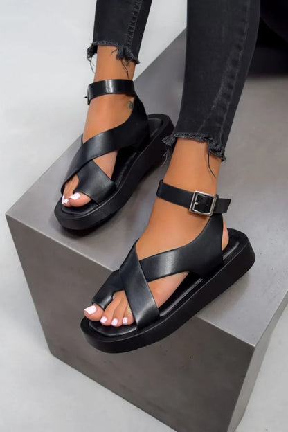 Sandalias con plataforma y cierre cruzado para mujer – CLÉA