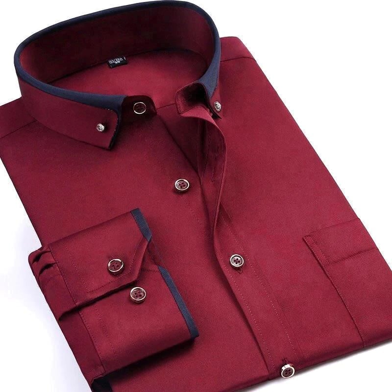 Camisa de hombre con detalles de cuello en contraste – CONVARDO