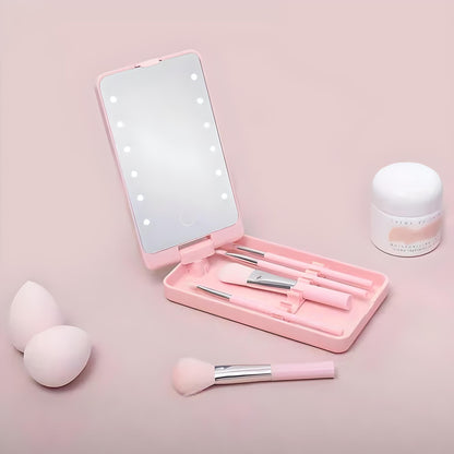 Set de brochas de maquillaje para viaje con estuche elegante – ROSALIE