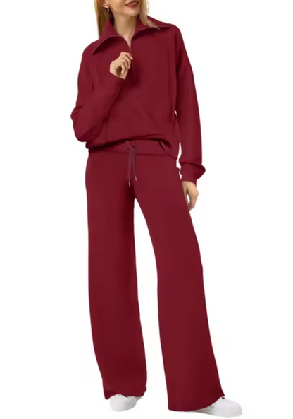 LEA - Conjunto de sudadera con cuello y pantalón para mujer
