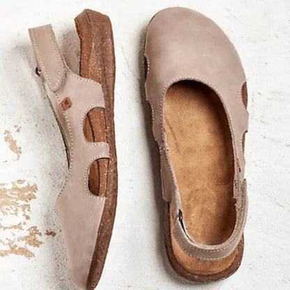 Sandalias de cuero con punta cerrada y plantilla de soporte para mujer – JINNY
