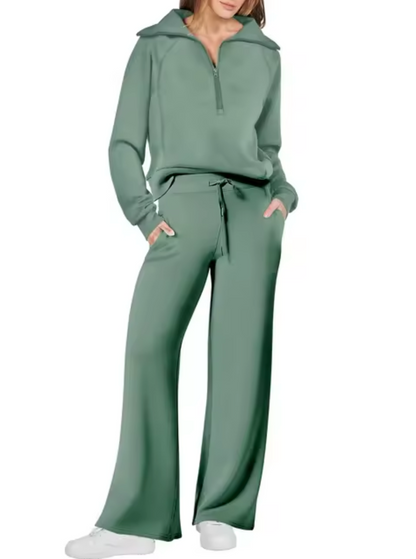 LEA - Conjunto de sudadera con cuello y pantalón para mujer