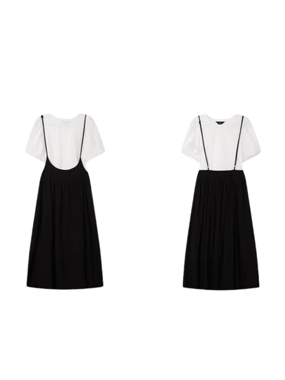 Conjunto de top con mangas abullonadas y falda midi – LIDIA