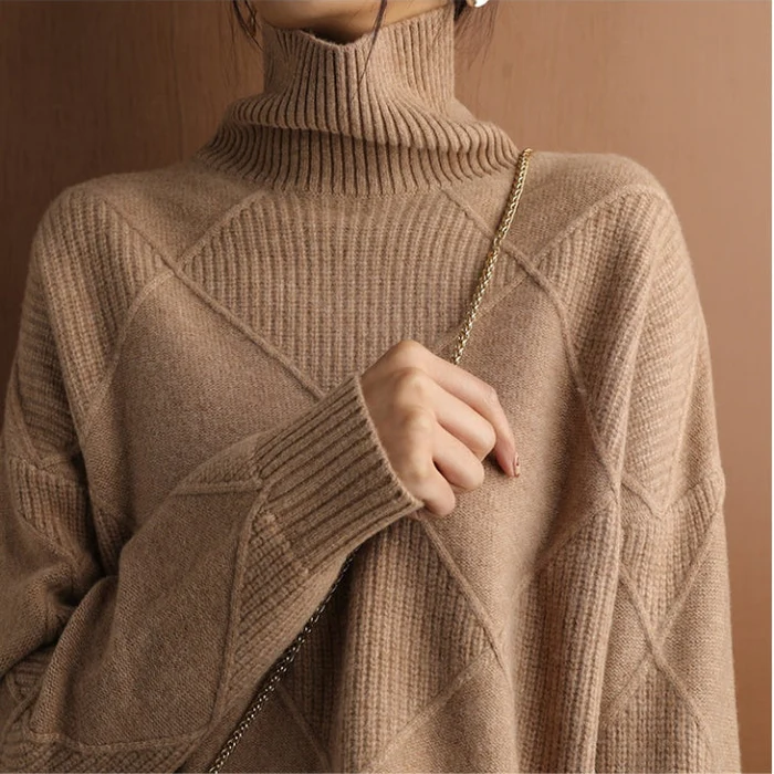 ISAURA - Suéter de punto con cuello alto y acogedor para mujeres