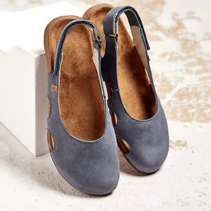 Sandalias de cuero con punta cerrada y plantilla de soporte para mujer – JINNY