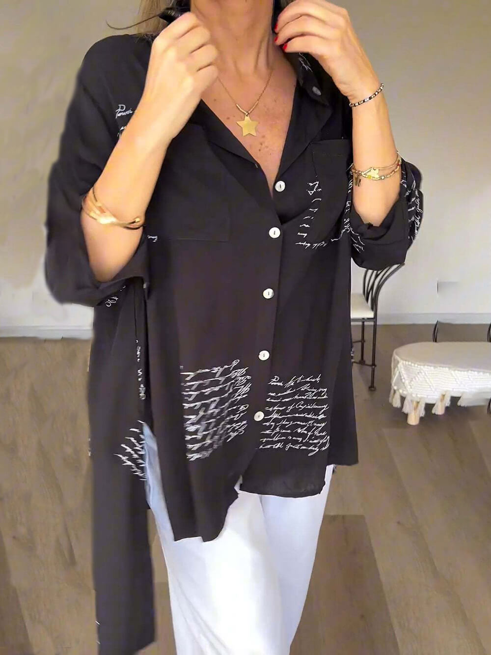 Camisa básica de algodón con estilo moderno y corte relajado – LYANA