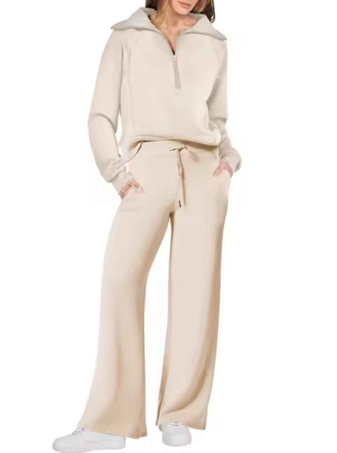 LEA - Conjunto de sudadera con cuello y pantalón para mujer
