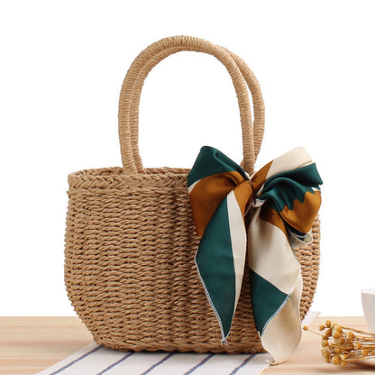 Bolso de paja tejido a mano con diseño veraniego – VEALIA