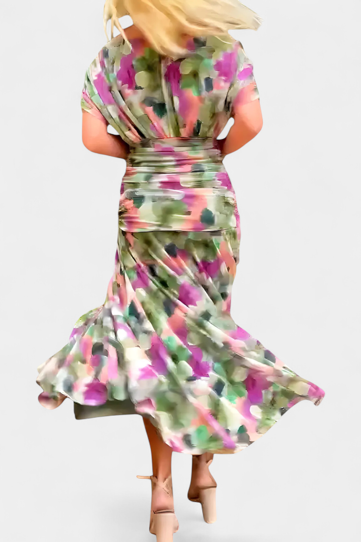 Amarilla – Vestido maxi con escote en V para mujer