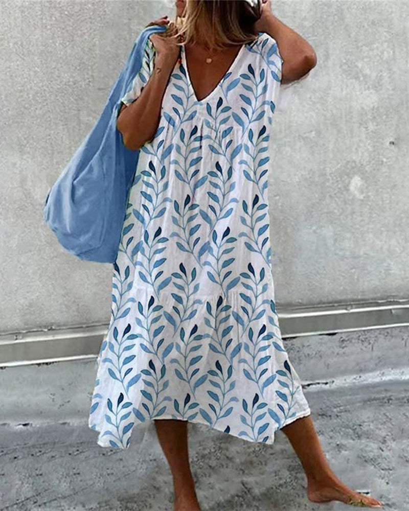 Vestido de verano holgado con escote en V para mujer – NIEVES