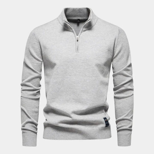 ENZO - Jersey de punto para hombre con media cremallera y cuello alto