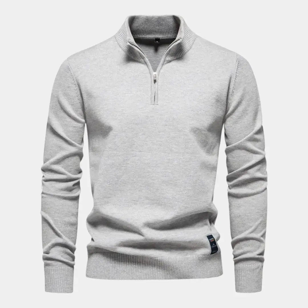 ENZO - Jersey de punto para hombre con media cremallera y cuello alto