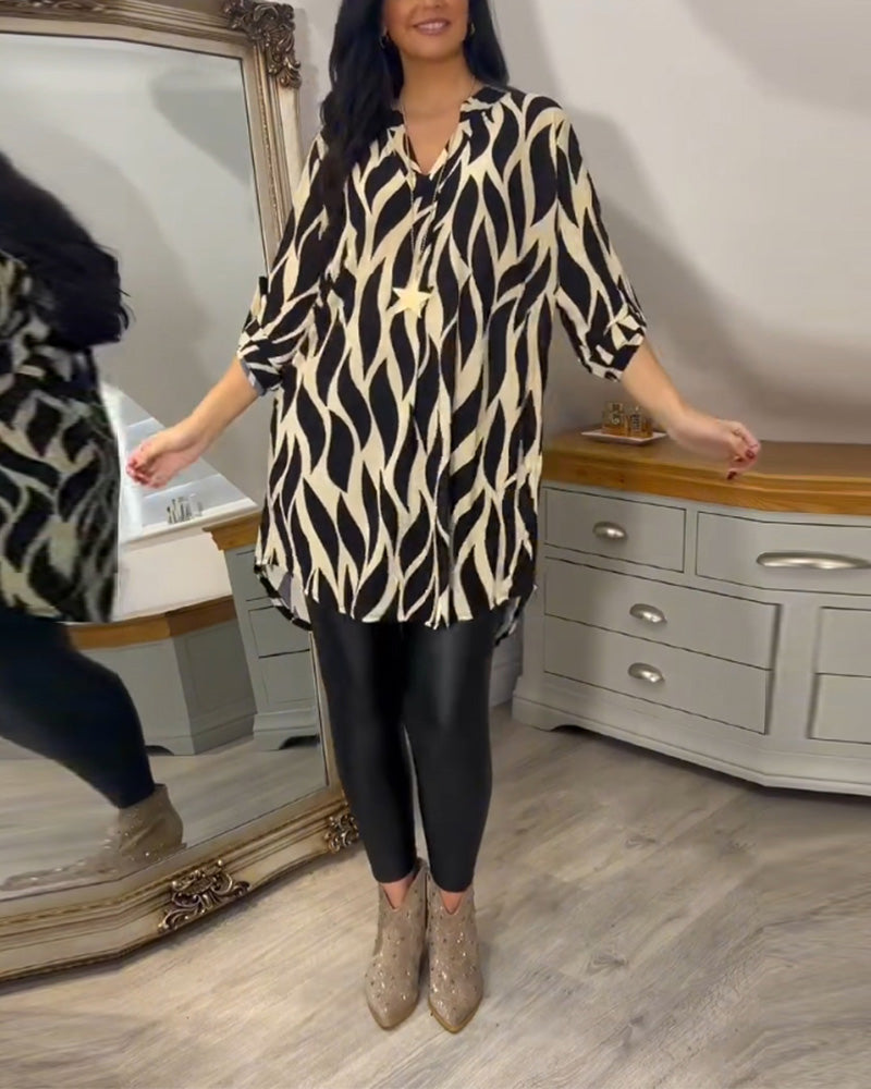 Blusa túnica elegante con estampado gráfico para mujer – VÉRANIA