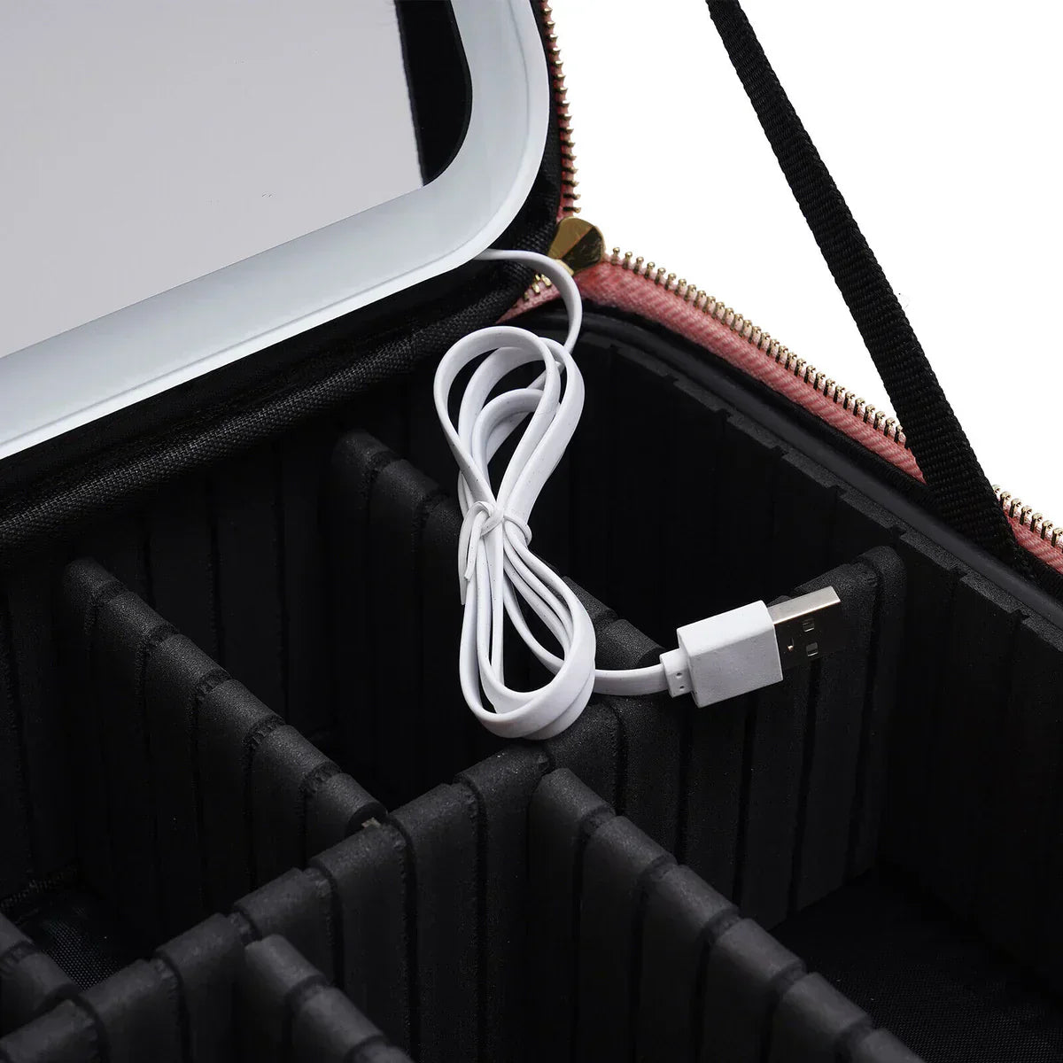 Estuche de maquillaje con espejo LED portátil – PERLA
