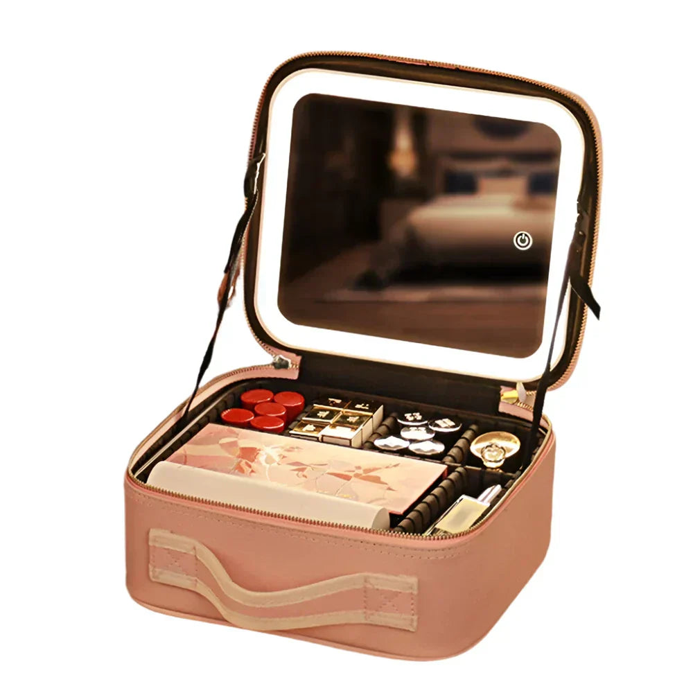 Estuche de maquillaje con espejo LED portátil – PERLA