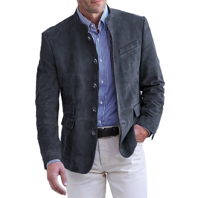 Americana de hombre con cuello alto y cierre de botones – GERHARDO