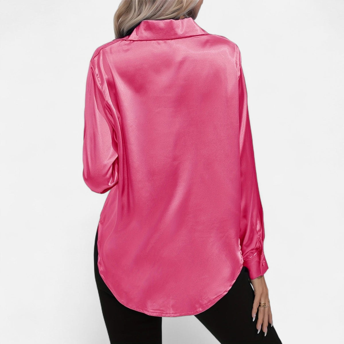 Dorevelle – Camisa satén para mujer con cuello clásico