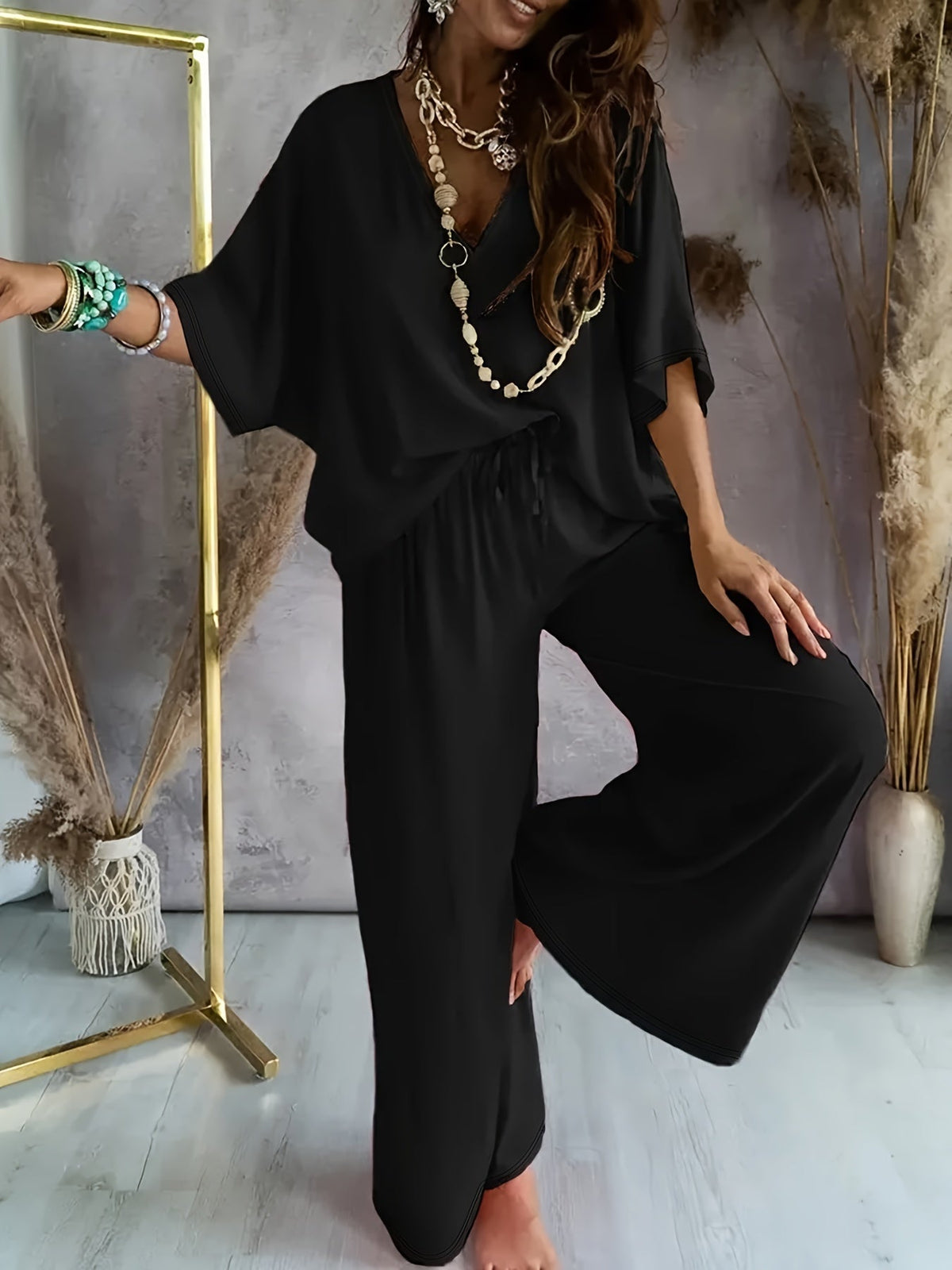 Conjunto de dos piezas con top y pantalón para mujer – VAYENA