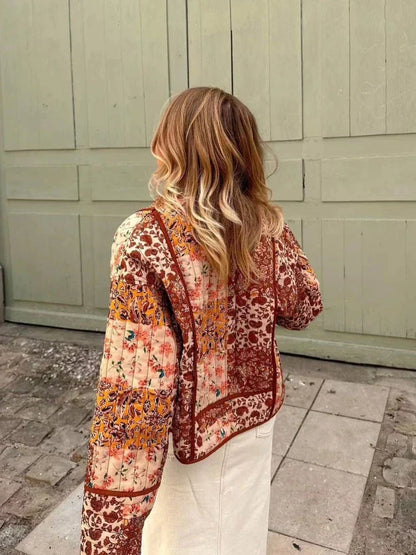 MIRTHE – Chaqueta vintage de cuadros de material suave para mujer