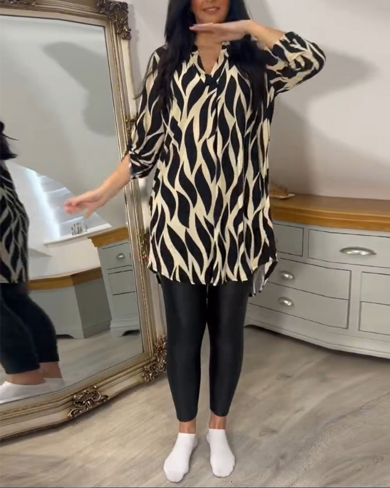 Blusa túnica elegante con estampado gráfico para mujer – VÉRANIA