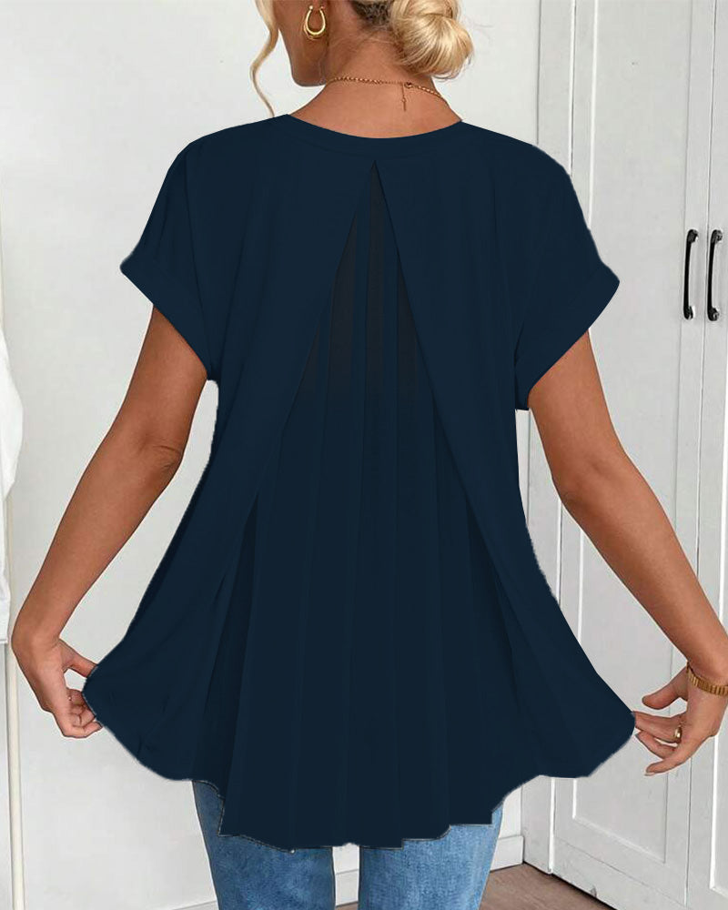 Top de Dama con Escote en V y Mangas Dobles para un Estilo Casual – MALVINA