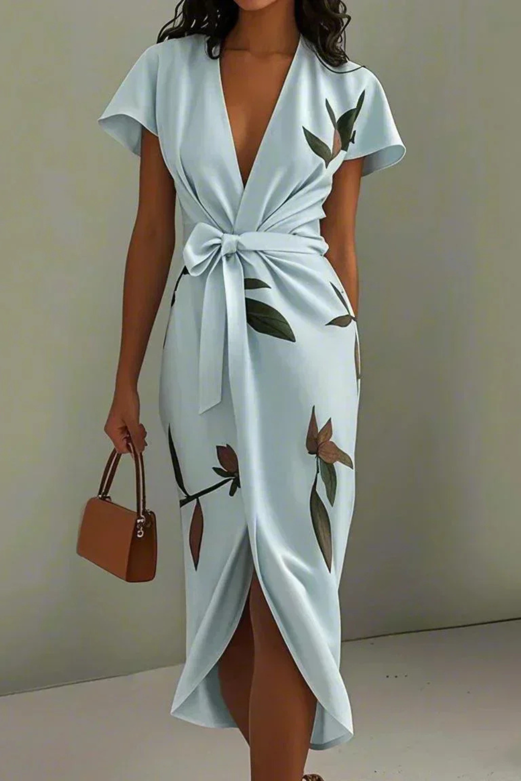 ALTHEA – Vestido midi elegante estilo cruzado para mujer
