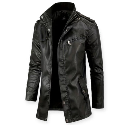ENRIQUE - Chaqueta de cuero con cremallera para hombre