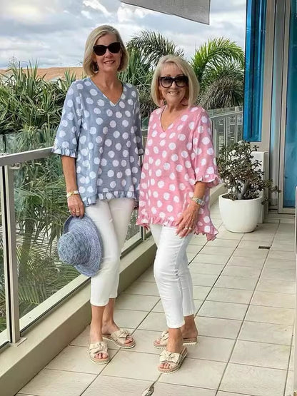 Blusa estampada con escote en V y caída fluida – ELIA