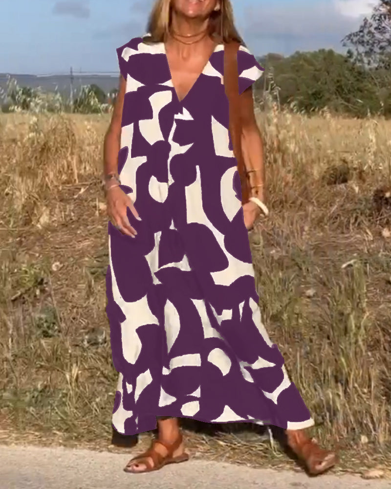 Vestido estampado con escote en V y corte fluido – LYSÉA