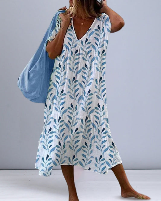 Vestido de verano holgado con escote en V para mujer – NIEVES
