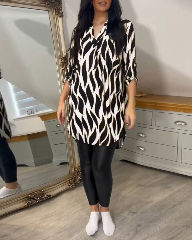Blusa túnica elegante con estampado gráfico para mujer – VÉRANIA